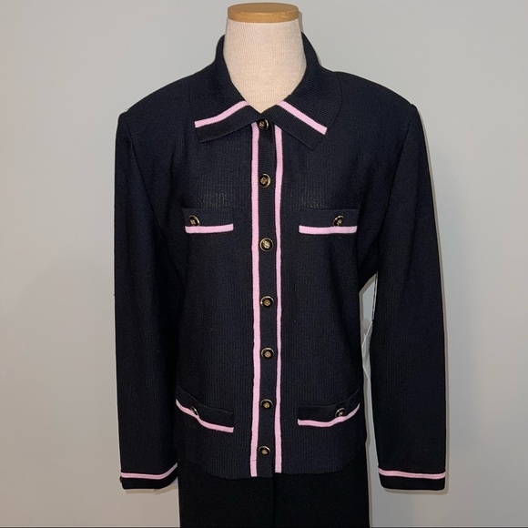 NWT St. John Collection by Mary Grey Black Button Down Jacket Women Size L - Picture 7 of 7